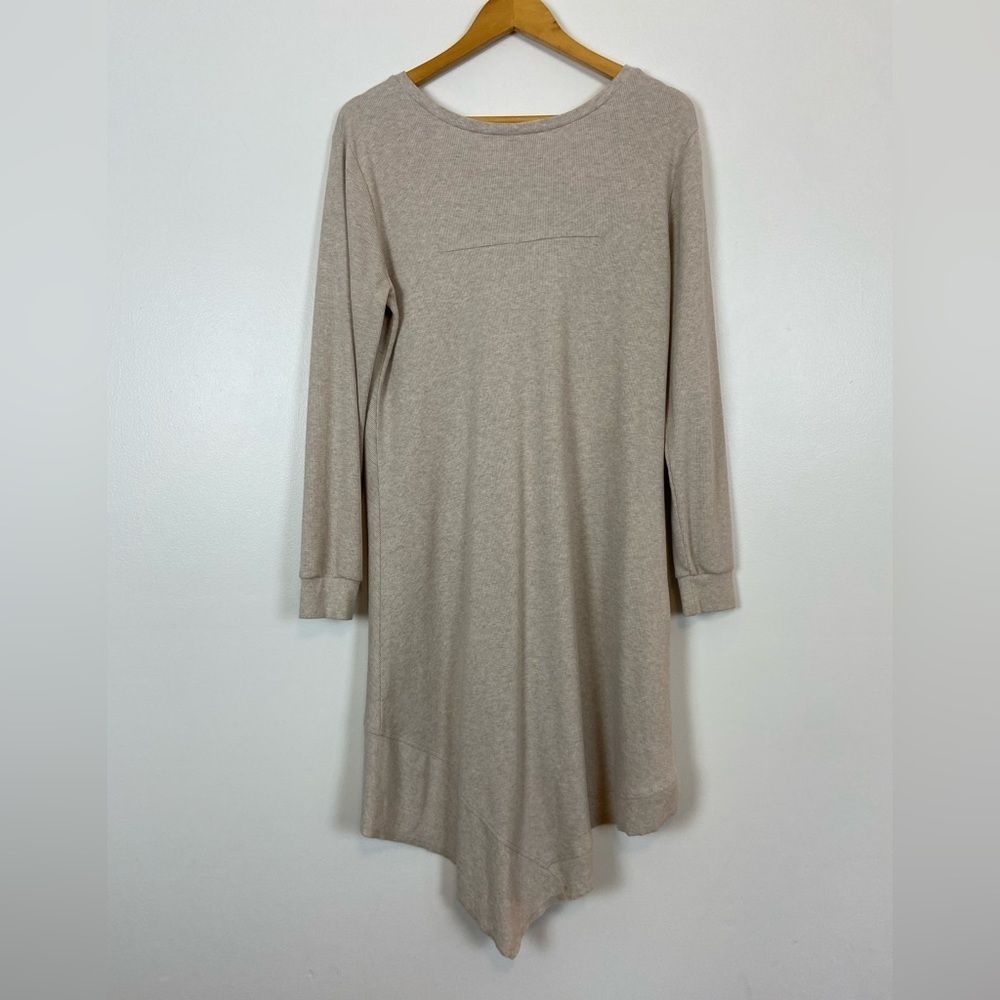 Sundance Thea Cream Asymmetrical Hem Long Sleeve Thermal Knit High Low Dress - Picture 8 of 13
